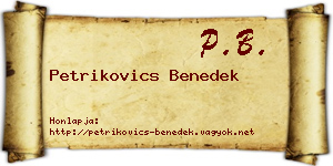 Petrikovics Benedek névjegykártya